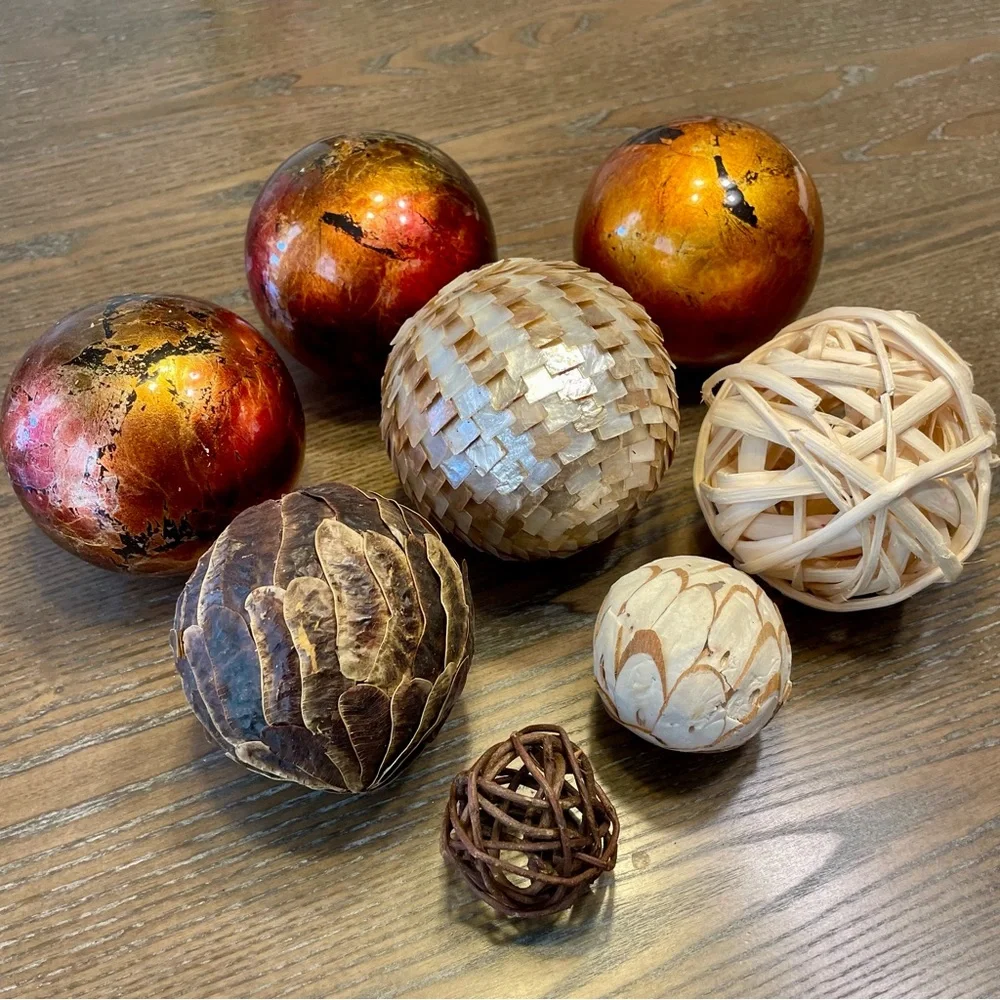 Mixed Material Decorative Bowl / Vase Fillers, Set of Eight - Picture 1 of 10